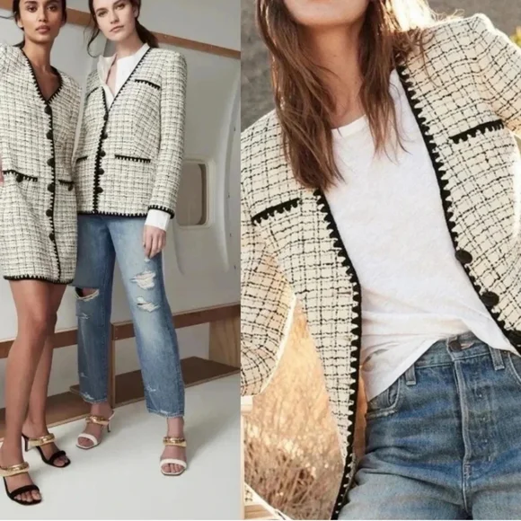 Veronica Beard Albia tweed jacket size 6 black and white new with tag